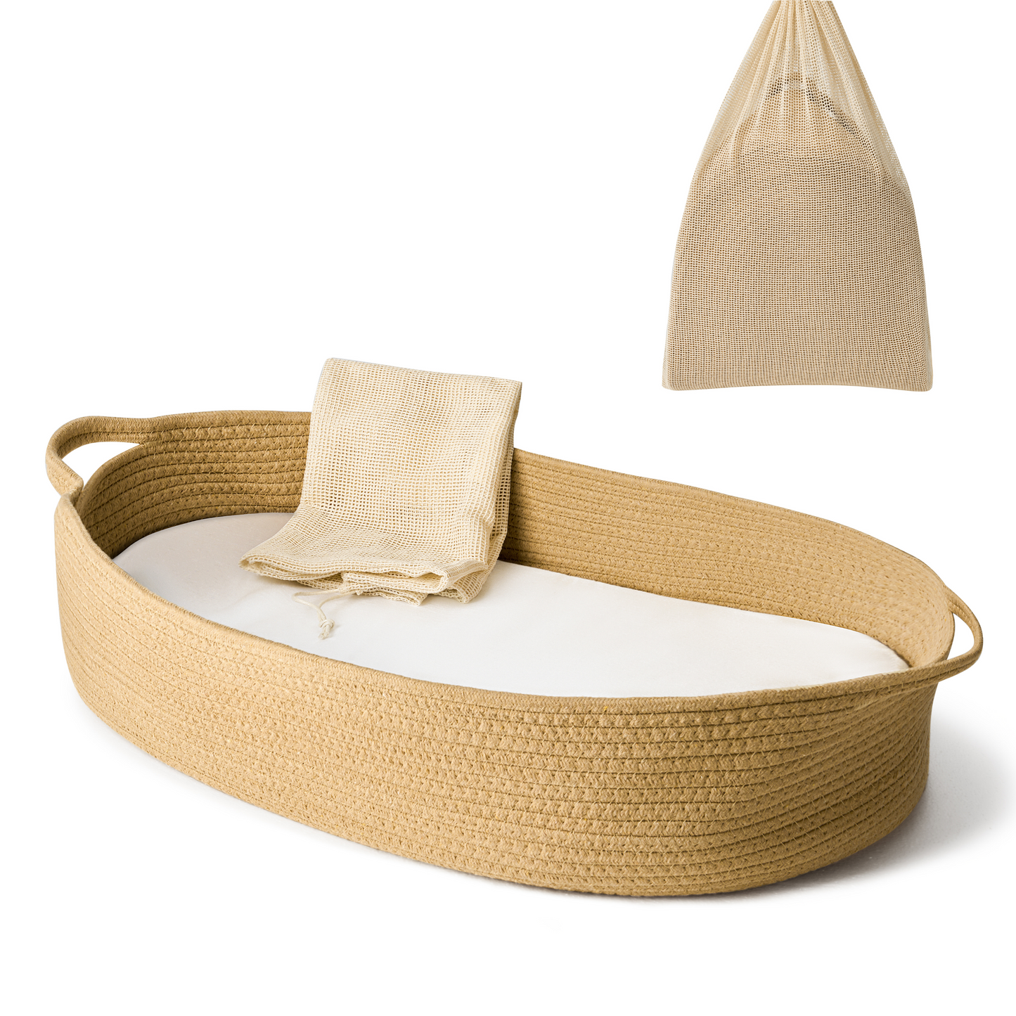 Baby Changing Moses Basket in Camel Color