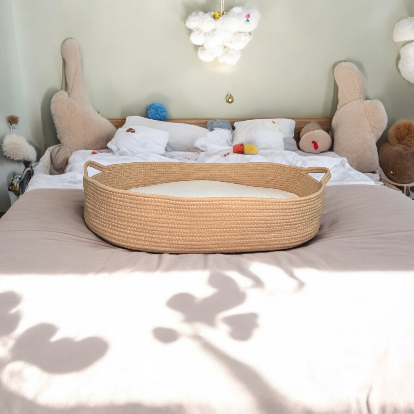 Baby Changing Moses Basket in Camel Color - Lifestyle1