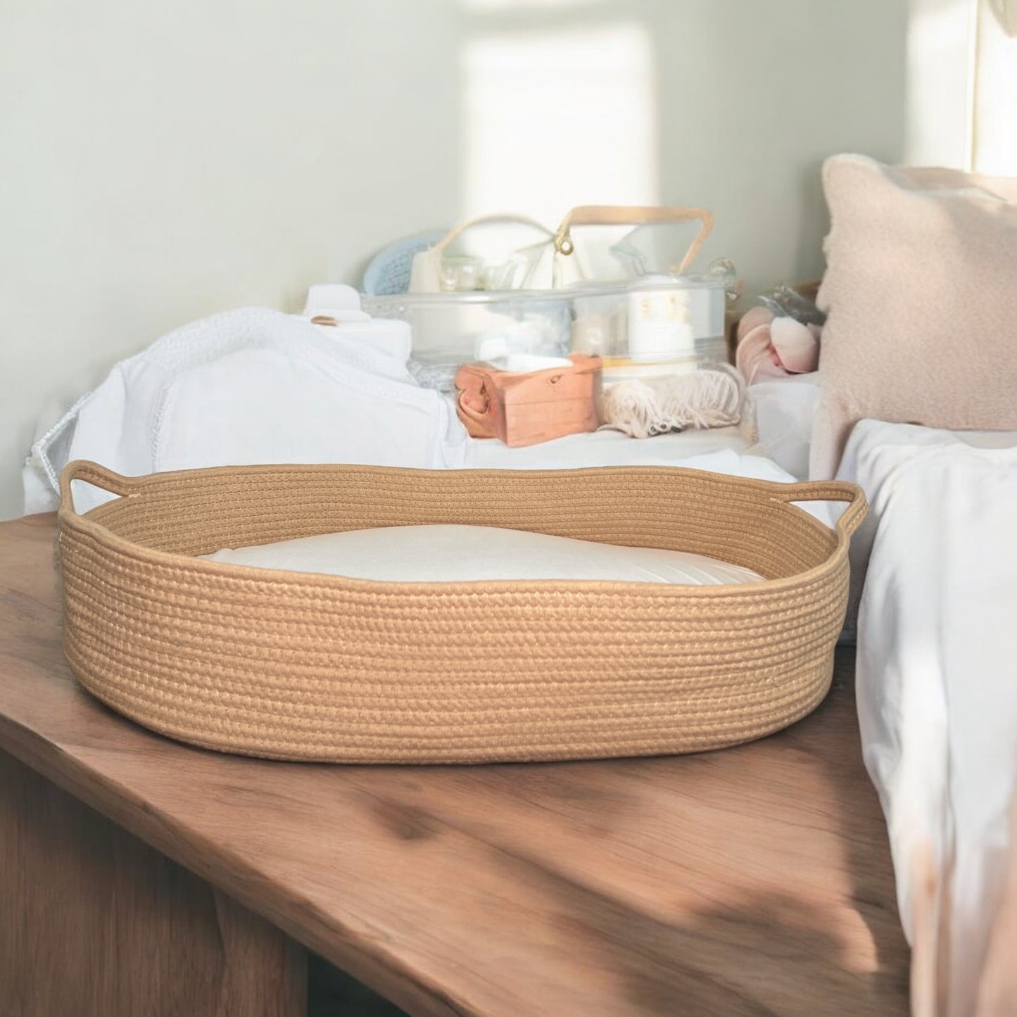 Baby Changing Moses Basket in Camel Color - Lifestyle5