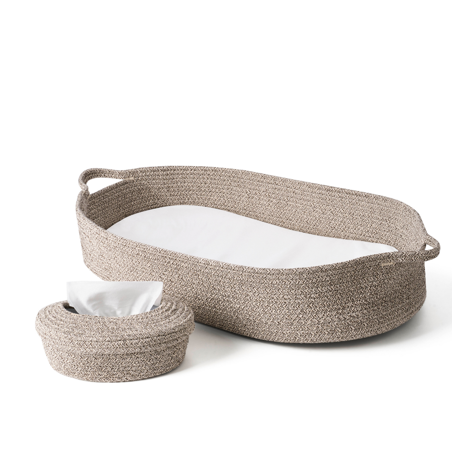 ECOADE Bundle: Baby Changing Basket with Cotton Rope Baby Wipes Dispenser - Baby Moses Basket Changing Table Topper with Baby Wipes Container with Refillable and Portable Wipes Case