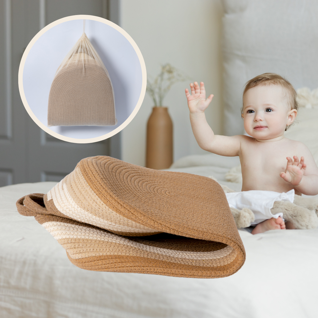 Baby Changing Basket in Boho Rainbow Color - Changing Table Topper and Thick Foam Pad with Removable Cotton Mattress Cover, 100% Cotton