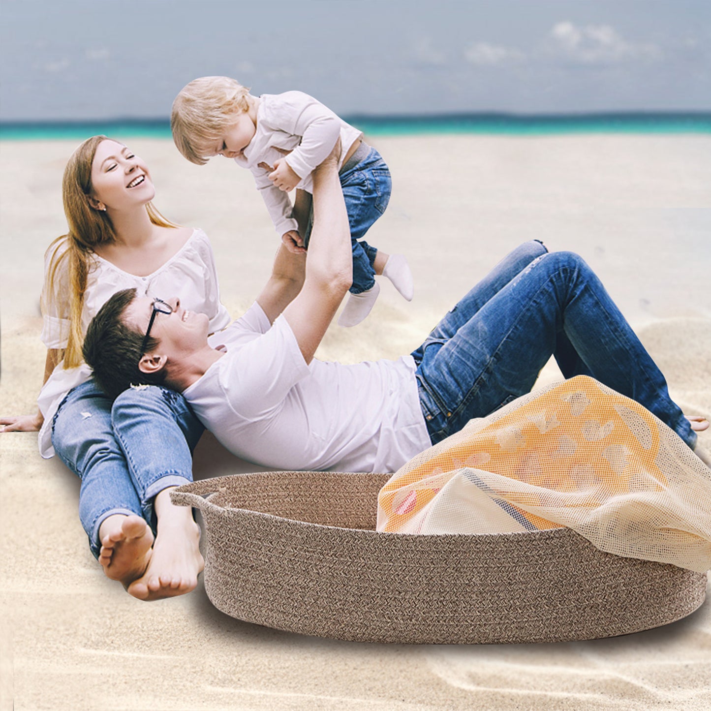 Baby Changing Basket in Coffee Color - Changing Table Topper and Thick Foam Pad with Removable Cotton Mattress Cover, 100% Cotton