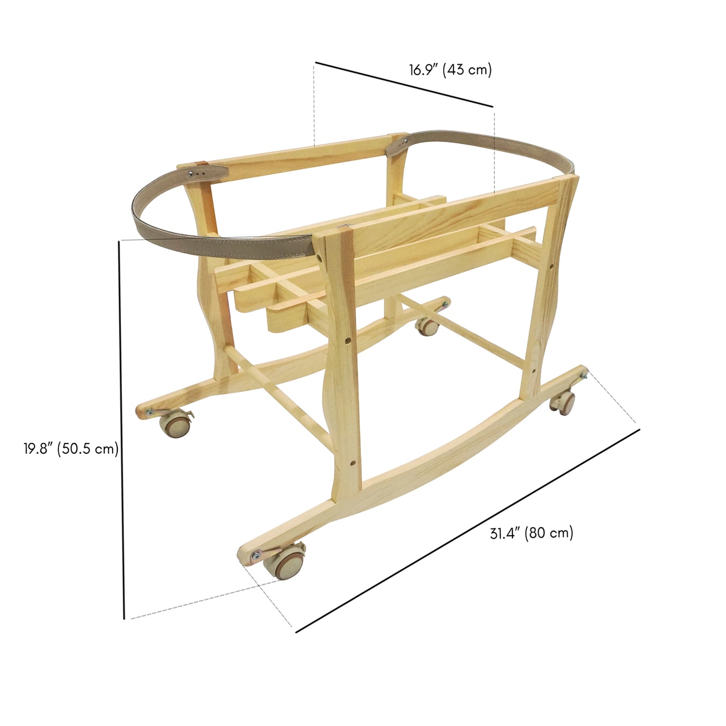 Moses Basket Stand, Baby Moses Basket Rocking Stand - Natural Wood