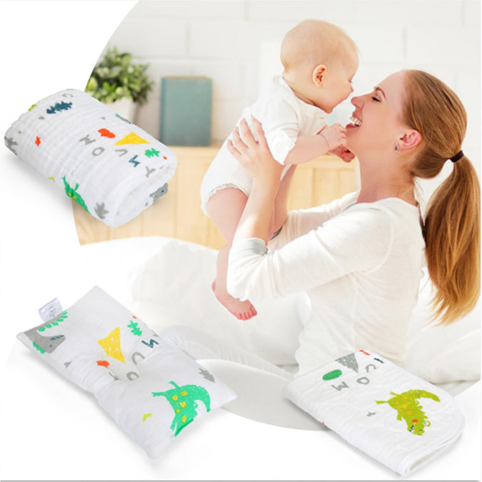 Baby Newborn Essentials 3pcs Baby Gift Set-Thick Muslin Blanket, Pillow and Waterproof Portable Changing Mat in Dinosaur Print