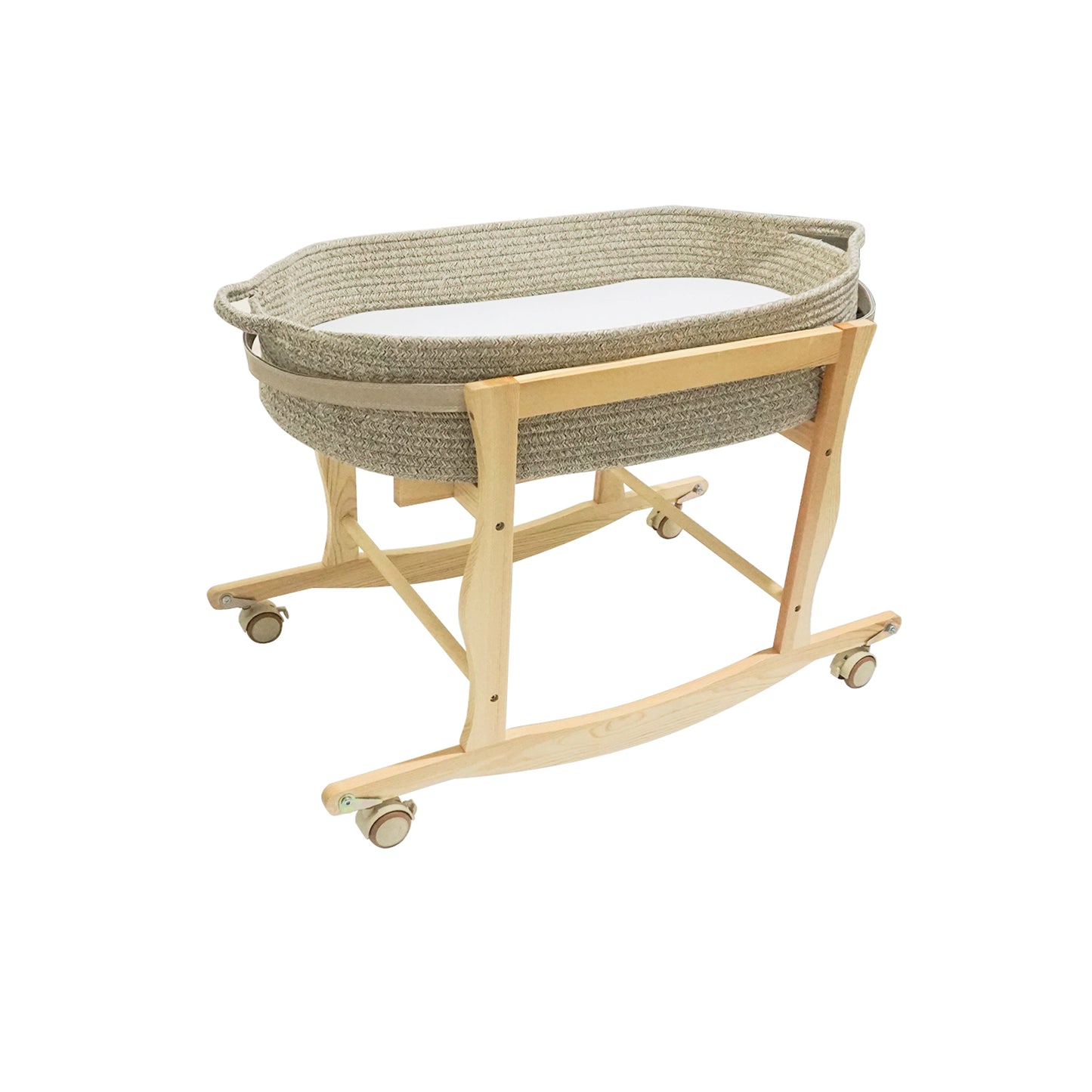 Moses Basket Stand, Baby Moses Basket Rocking Stand - Natural Wood