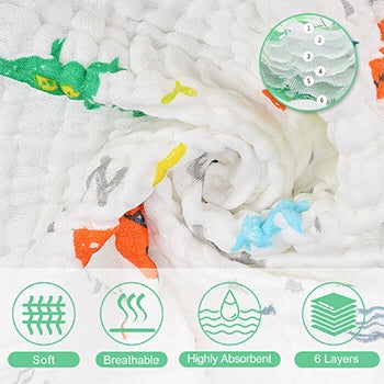 Baby Newborn Essentials 3pcs Baby Gift Set-Thick Muslin Blanket, Pillow and Waterproof Portable Changing Mat in Dinosaur Print