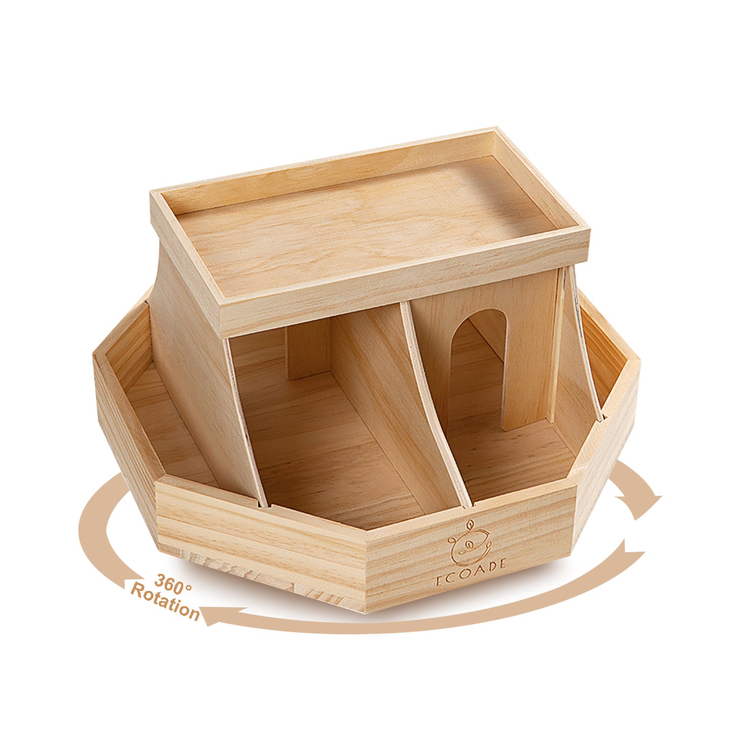 Wooden Diaper Caddy Organizer - 360 Degrees Rotating Caddy with Removable Dividers