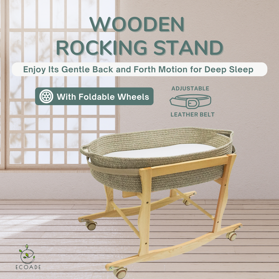 Uppababy Bassinet ECOADE Natural Wood Moses Basket Stand With Rocker ...