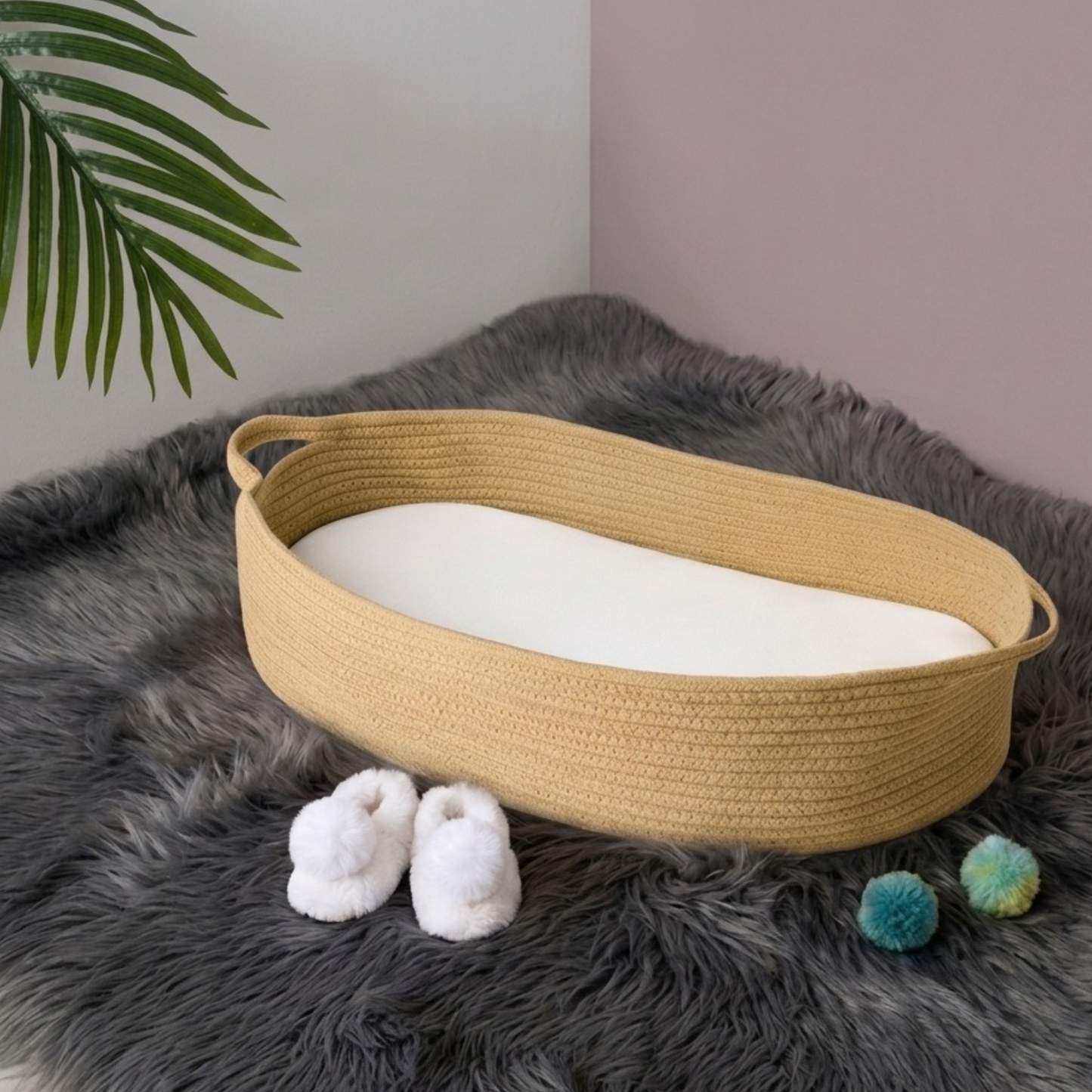 Baby Changing Moses Basket in Camel Color