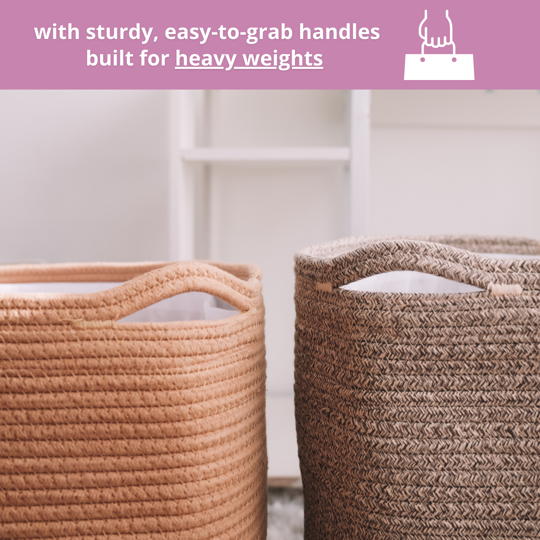 ECOADE Cotton Rope Laundry Basket - Extra Large Capacity Hamper with Mesh Drawstring Laundry Bag