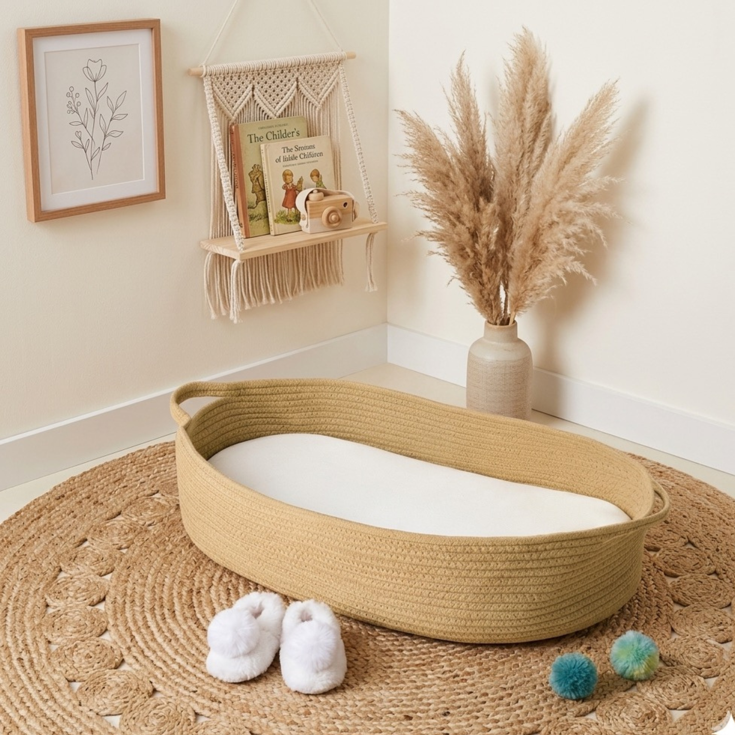 Baby Changing Moses Basket in Camel Color