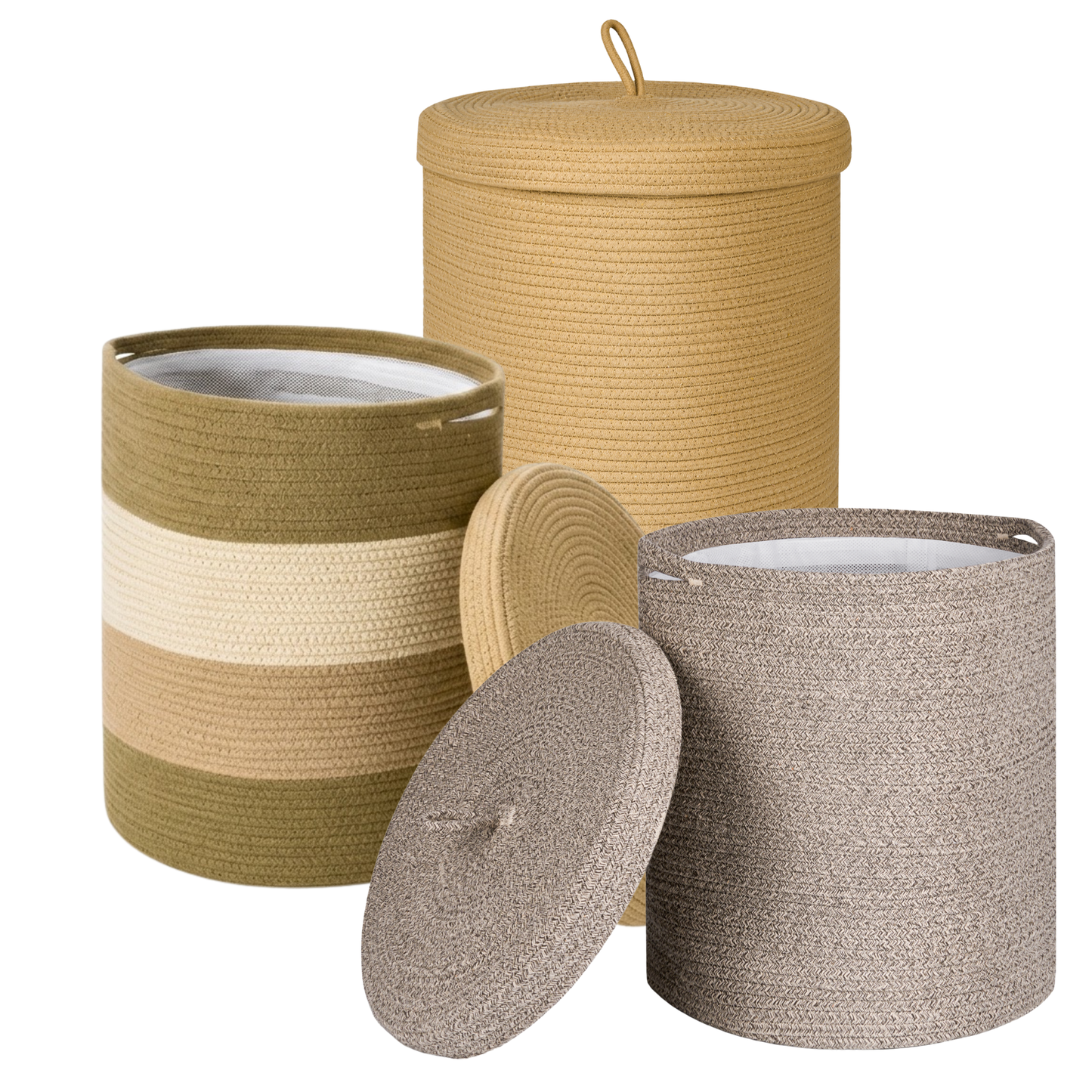 ECOADE Cotton Rope Laundry Basket - Extra Large Capacity Hamper with Mesh Drawstring Laundry Bag