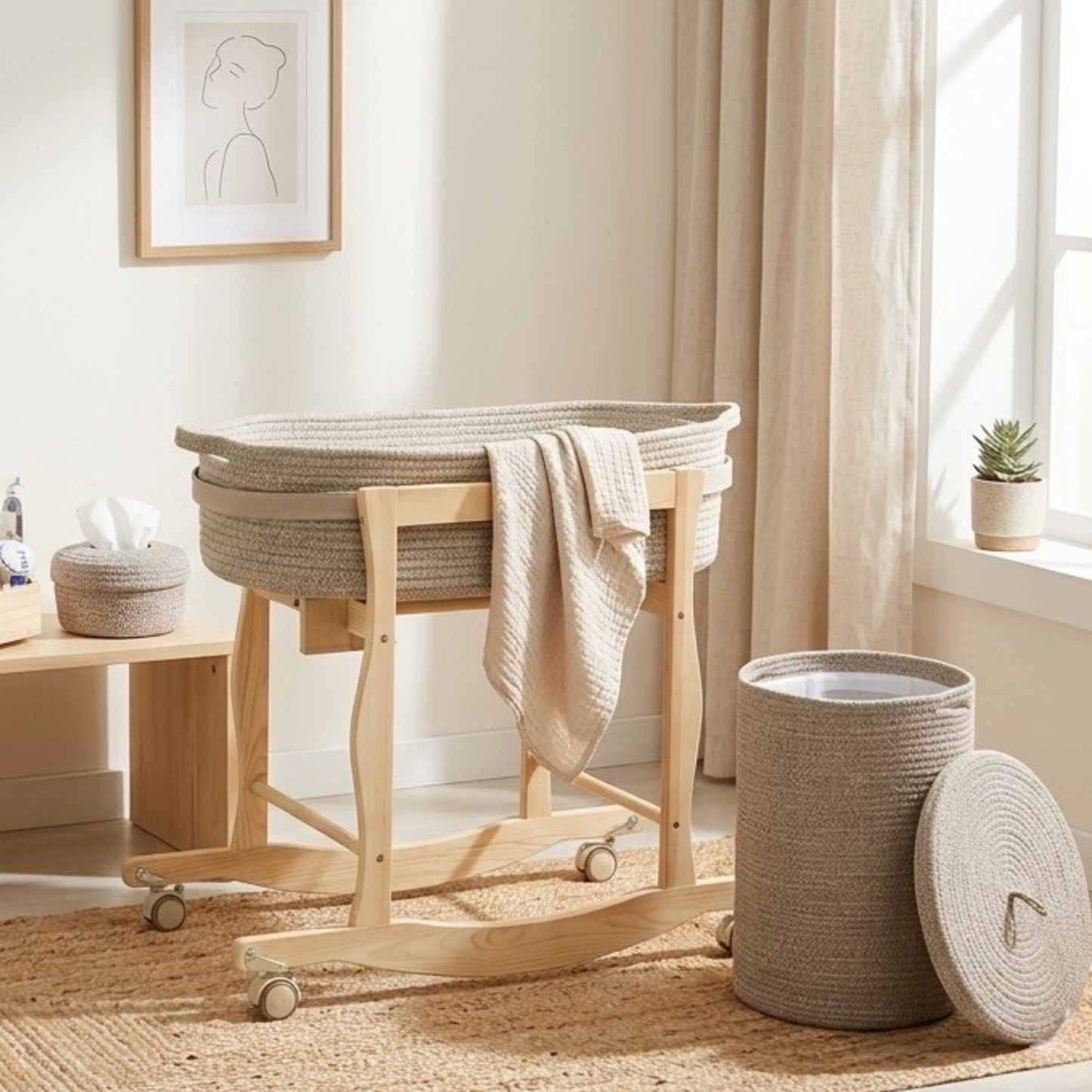 ECOADE Cotton Rope Laundry Basket - Extra Large Capacity Hamper with Mesh Drawstring Laundry Bag
