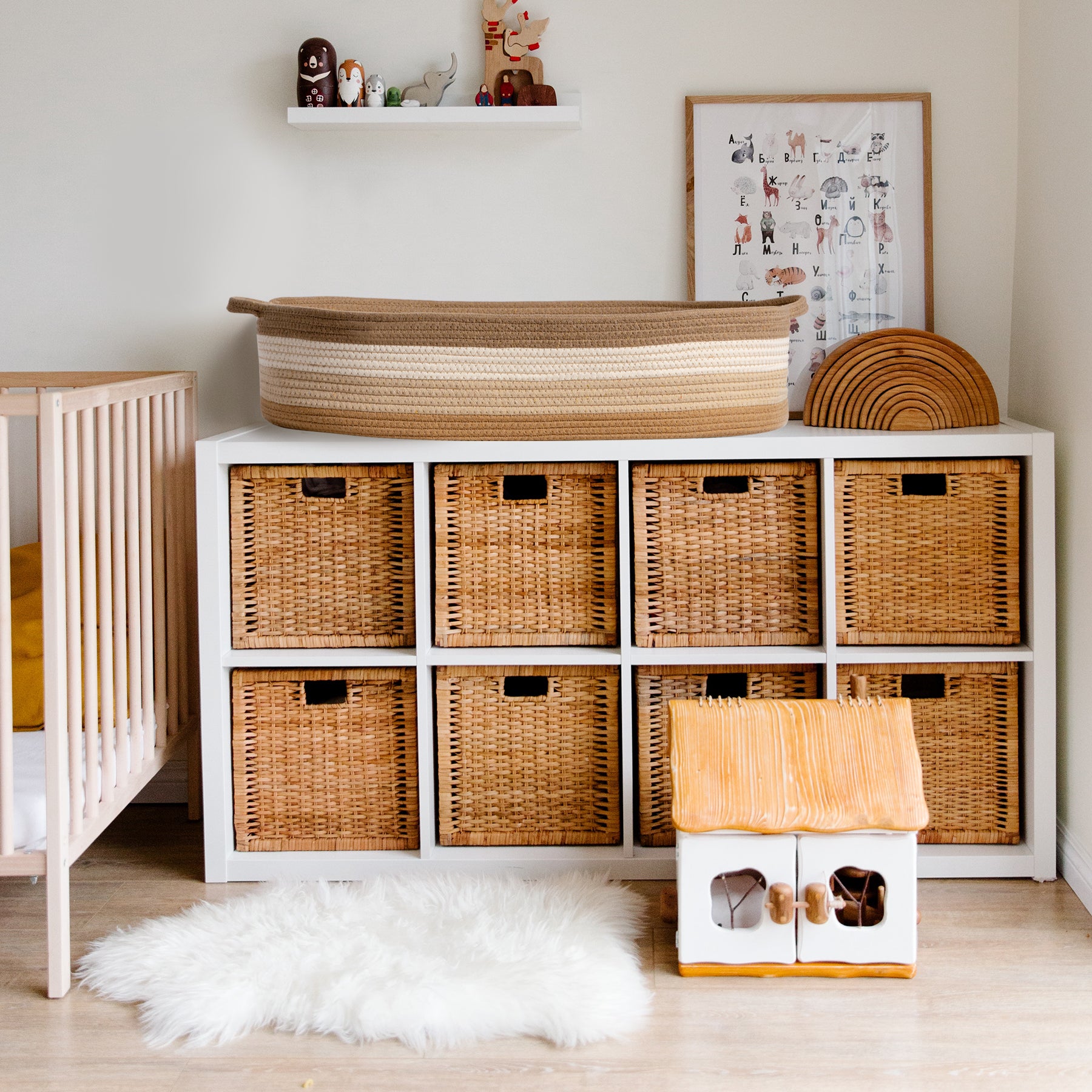 Wicker basket changing table sale