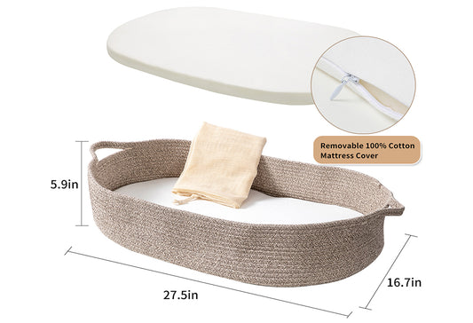 Baby Changing Moses Basket in Coffee Color