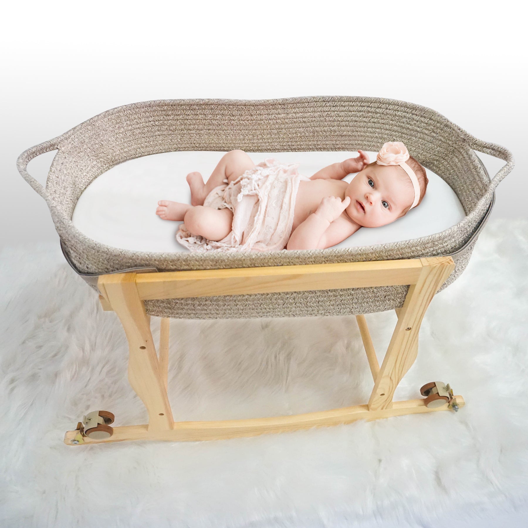 Moses Basket Rocking Stand - Natural Wood – ECOADE